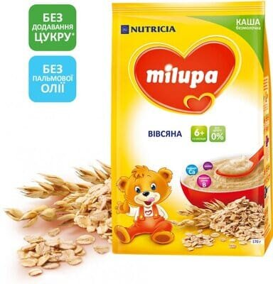 Каша безмолочна Milupa вівсяна для дітей від 6 місяців, 170 г