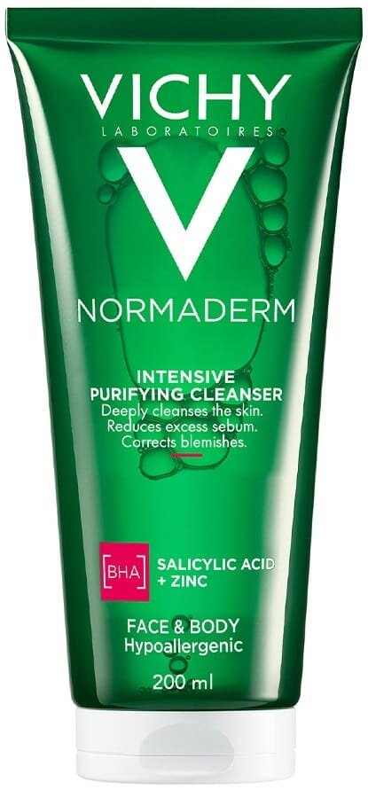 Гель Vichy Normaderm Intensive Purifying для глибокого очищення жирної, схильної до недоліків шкіри обличчя та тіла, 200 мл