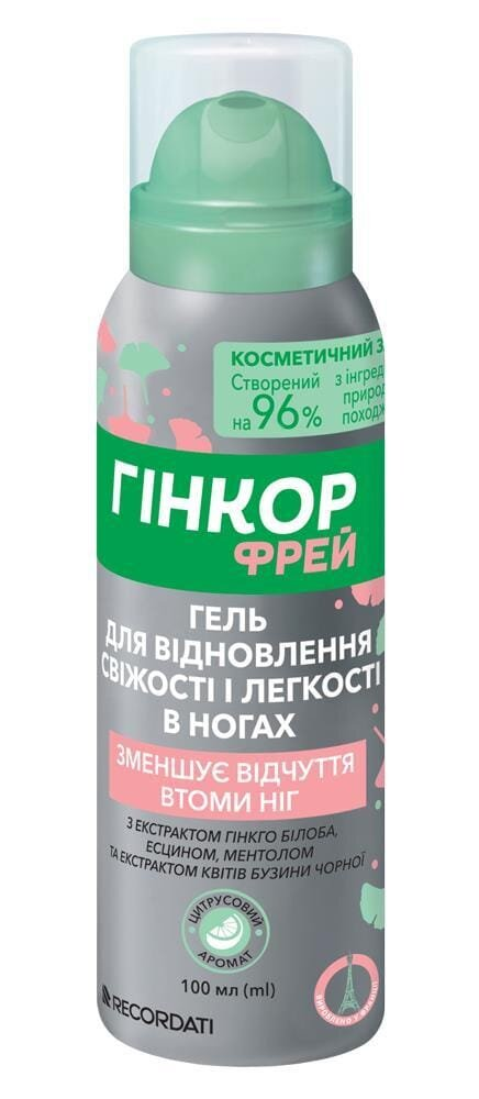 Гінкор Фрей гель для відновлення свіжості і легкості в ногах по 100 мл у флак.
