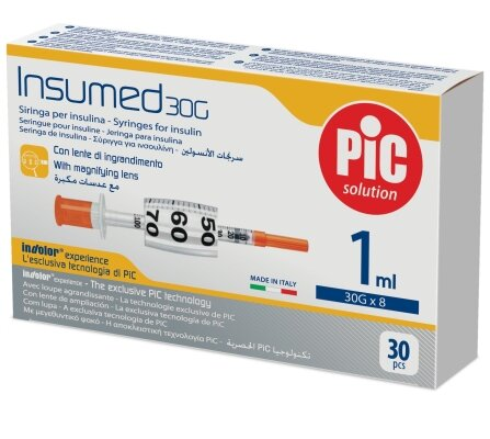 Шприц інсуліновий 1 мл Insumed 30G (0,30 x 8.0 мм), 1 штука
