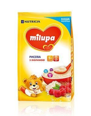 Каша молочна Milupa рисова з малиною для дітей з 5 місяців, 210 г