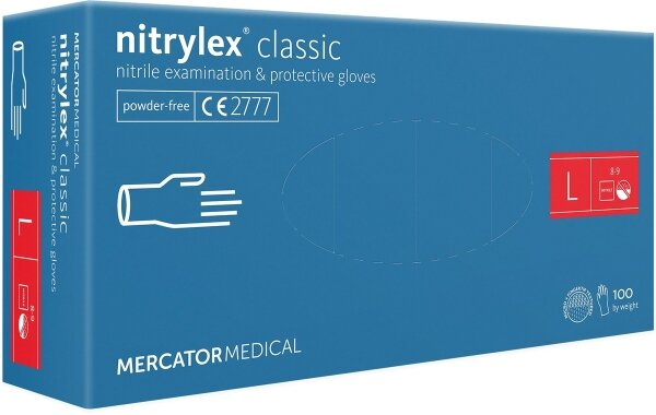 Рукавички оглядові Mercator Medical Nitrylex Classic нітрилові непудровані, розмір L, нестерильні, пара