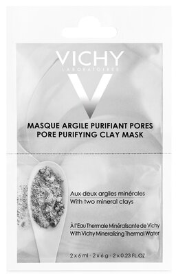 Маска для обличчя Vichy мінеральна, що очищує пори, 2 х 6 мл