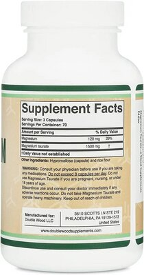 Магній Таурат Double Wood Magnesium Taurate 1500 mg, 210 капсул