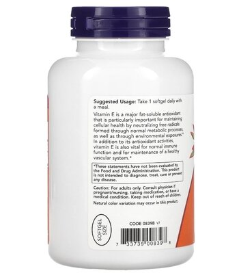 Вітамін Е NOW Vitamin E-400 D-Alpha Tocopheryl м'які капсули №250