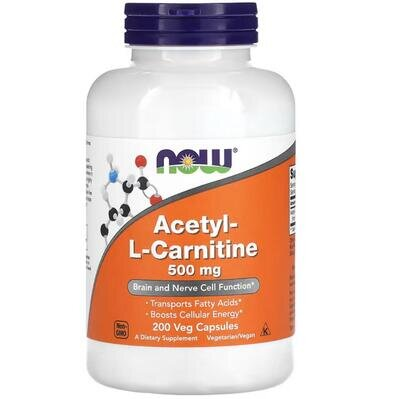 Ацетил-L Карнітін NOW Acetyl-L-Carnitine 500 мг вег. капсули №200