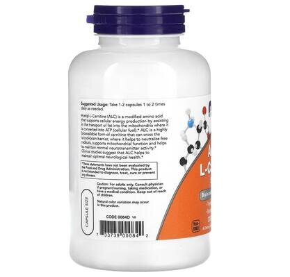 Ацетил-L Карнітін NOW Acetyl-L-Carnitine 500 мг вег. капсули №200