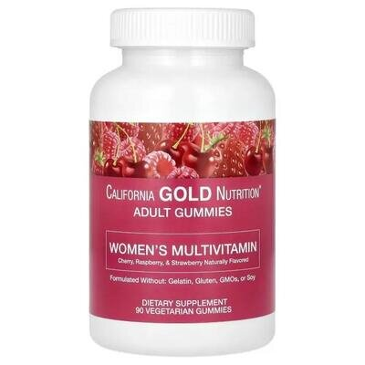 Мультивітаміни для жінок California Gold Nutrition Womens Multivitamin Gummies смак вишня, полуниця та малина, 90 жувальних цукерок