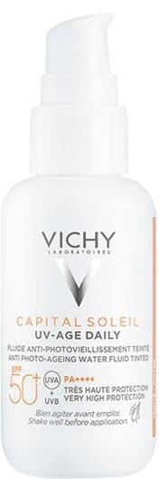 Флюїд сонцезахисний Vichy Capital Soleil UV-Age Daily SPF 50+ проти ознак фотостаріння шкіри обличчя з універсальним тонуючим пігментом, 40 мл
