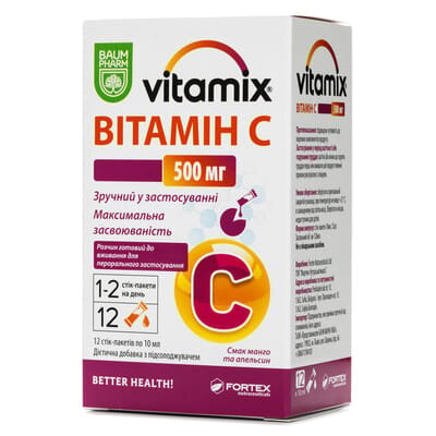 Вітамікс вітамін С 500 Baum Pharm розчин по 10 мл №12 у стіках