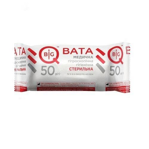 Вата стерильна BigQ медична гігієнічна, ролик 50 г