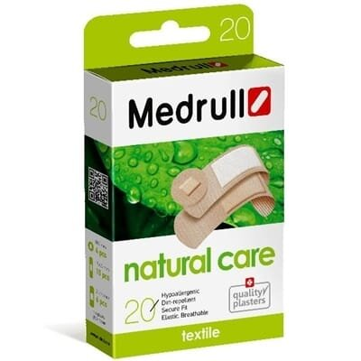 Набір пластирів медичних Medrull Natural Care textile бактерицидний на тканинній основі, 20 штук