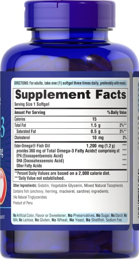Омега-3 Puritan's Pride Omega-3 Fish Oil 1200 мг, 100 капсул