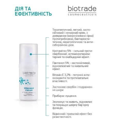 Крем для обличчя Biotrade Sebomax при себорейному дерматиті та демодекозі, 30 мл
