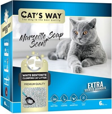Наповнювач для котячого туалету Cat's Way бентонітовий, бірюзові гранули, марсельске мило, 6 л