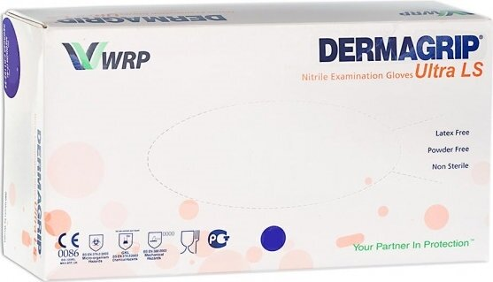 Рукавички оглядові Dermagrip Ultra LS нітрилові без пудри нестерильні, розмір L, пара