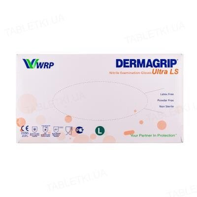 Рукавички оглядові Dermagrip Ultra LS нітрилові без пудри нестерильні, розмір L, пара