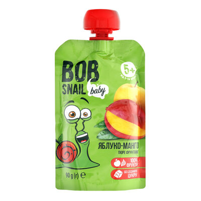 Пюре фруктове Bob Snail Baby для дітей з 5 місяців Яблуко-Манго, 90 г