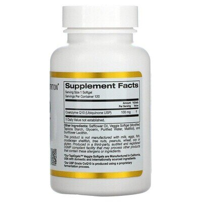 Коензим Q10 California Gold Nutrition Coenzyme Q10 100 мг, 120 рослинних капсул