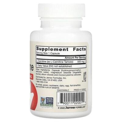 L-карнітин Jarrow Formulas L-Carnitine 500 мг, 50 вегетаріанських капсул