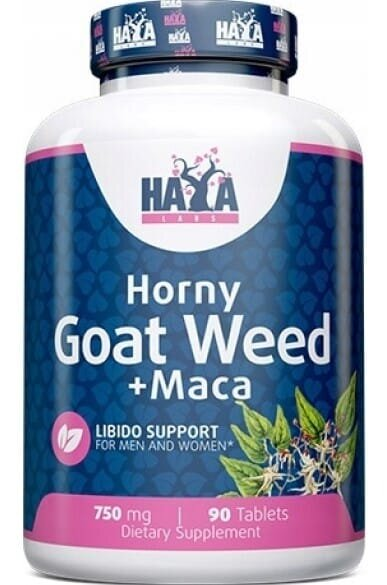 Роговий козлятник + Мака Haya Labs Horny Goat Weed + Maca таблетки по 750 мг №90