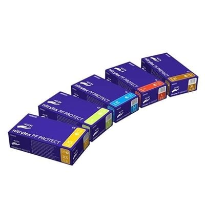 Рукавички оглядові Mercator Medical Nitrylex PF Protect нітрилові без пудри нестерильні, розмір M, пара