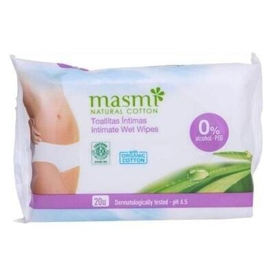 Серветки вологі Masmi Organic для інтимної гігієни, 20 штук