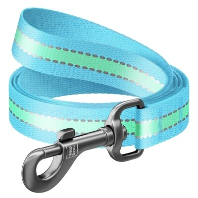 Повідець Collar 45742 WAUDOG Nylon світлонакопичувальний, ширина 20 мм довжина 122 см, блакитний