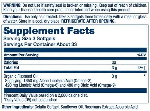 Лляна олія Solaray Flaxseed Oil, 100 гелевих капсул
