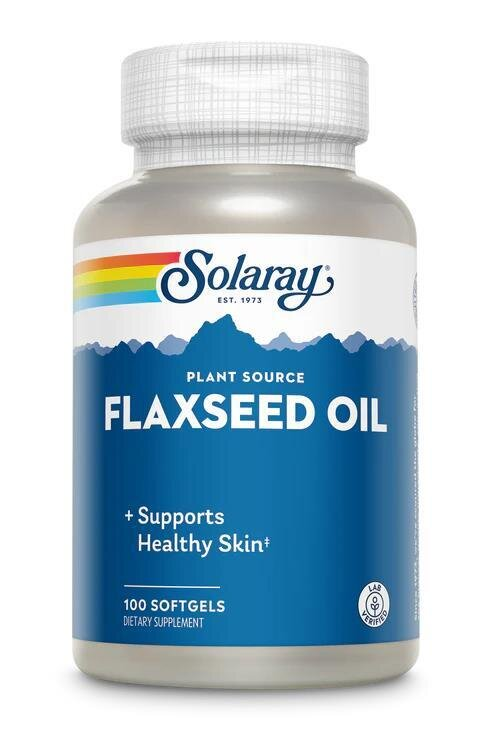 Лляна олія Solaray Flaxseed Oil, 100 гелевих капсул