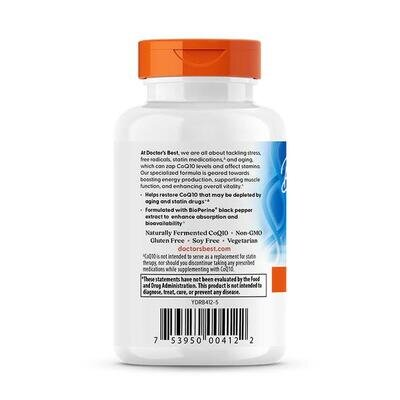Коензим Q10 200 мг та біоперин Doctor's Best High Absorption CoQ10 with BioPerine, 60 вегетаріанських м'яких капсул