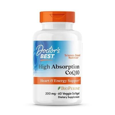Коензим Q10 200 мг та біоперин Doctor's Best High Absorption CoQ10 with BioPerine, 60 вегетаріанських м'яких капсул