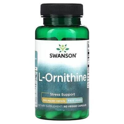 L-орнітин Swanson L-Ornithine, 60 рослинних капсул