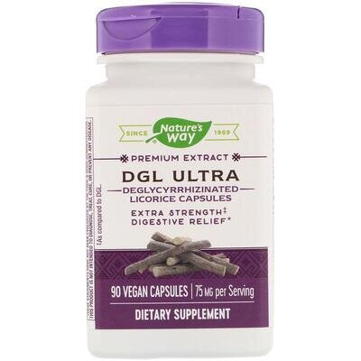 Гліціррізінат солодки Nature's Way DGL Ultra 75 мг, 90 капсул
