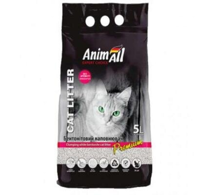 Наповнювач для туалету AnimAll Premium білий бентонітовий без запаху, 5 л