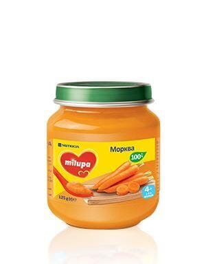 Пюре овочеве Milupa Морква для дітей з 4 місяців, 125 г