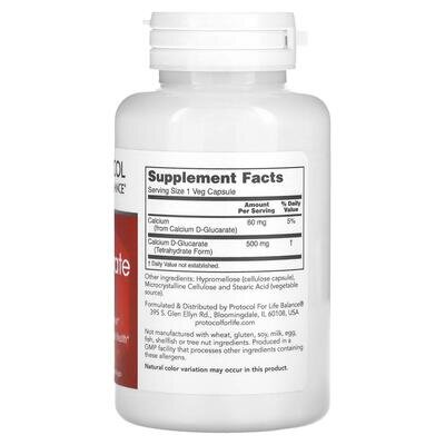 Кальцій D-глюкарат Protocol for Life Balance Calcium D-Glucarate 500 мг, 90 вегетаріанських капсул