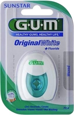 Зубна нитка GUM Original White Floss, вощеная з фторидом, 30 метрів