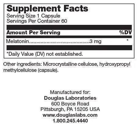 Мелатонін Douglas Laboratories Melatonin 3 мг, 60 капсул