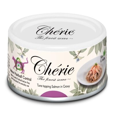 Корм вологий Cherie Indoor Hairball Control для котів з тунцем та лососем в соусі для запобігання утворення шерстяних грудочок, 80 г