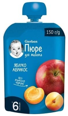 Пюре фруктове Gerber Яблуко, абрикос, 150 г
