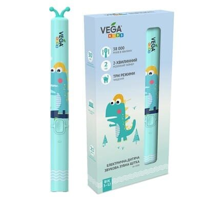 Електрична зубна щітка Vega Kids VK-500B звукова, дитяча, бірюзова