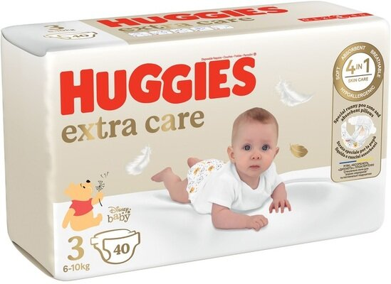 Підгузки Huggies Extra Care дитячі, розмір 3, 6-10 кг, 40 шт