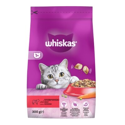 Корм сухий Whiskas для дорослих кішок з яловичиною, 300 г