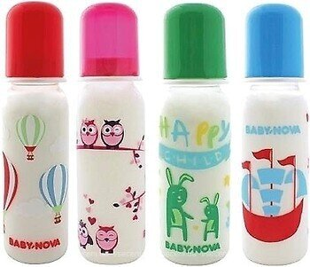 Пляшечка Baby-Nova 47006 Декор New пластикова з декором і силіконовою соскою, 250 мл
