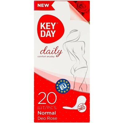 Прокладки гiгiєнiчнi щоденнi Key Day Daily Normal Deo Троянда, 20 штук
