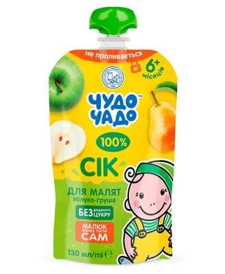 Сік Чудо-Чадо яблучно-грушевий, без доданого цукру, з 6 месяців, 130 мл