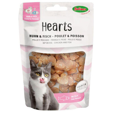 Ласощі Bubimex Chicken and Fish Heart's Сердечка з куркою та рибою для котів, 50 г