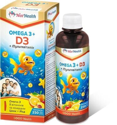 НатХелс Омега 3 + D3 + Мультивітамін, 250 мл