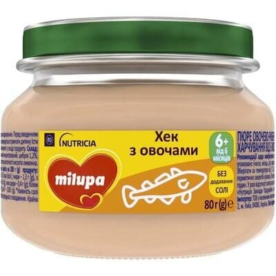 Пюре рибно-овочеве Milupa Хек з овочами для дітей з 6 місяців, 80 г